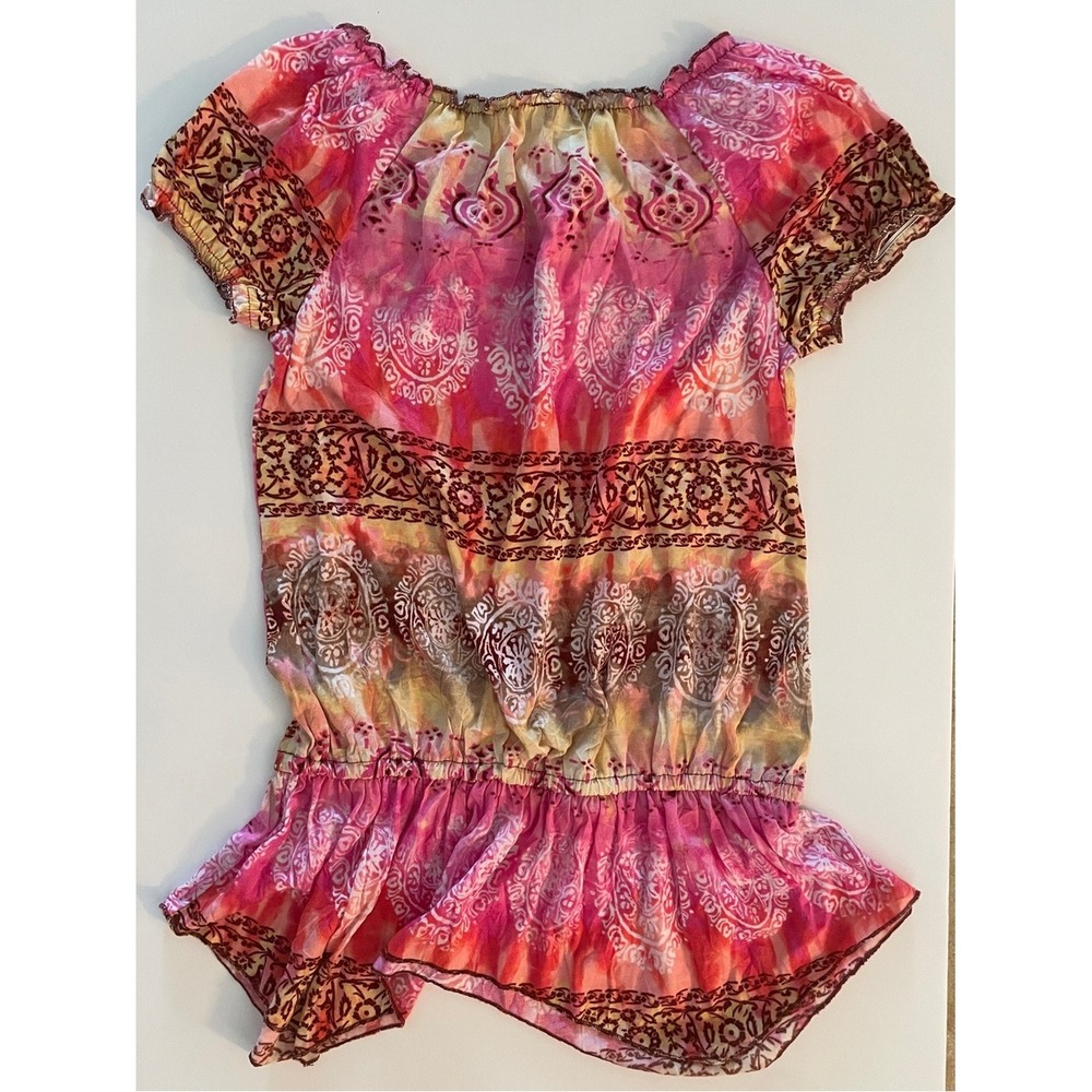 3 Girls Colorful Boho Peasant Tops Size Large - Picture 3 of 16